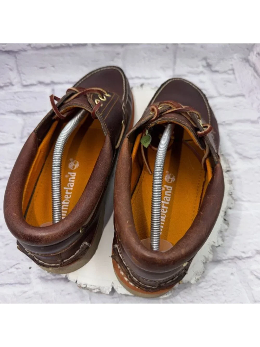 Timberland Mens Authentic 3-Eye Lug Handsewn Brown Leather Boat Shoes Size 12 M